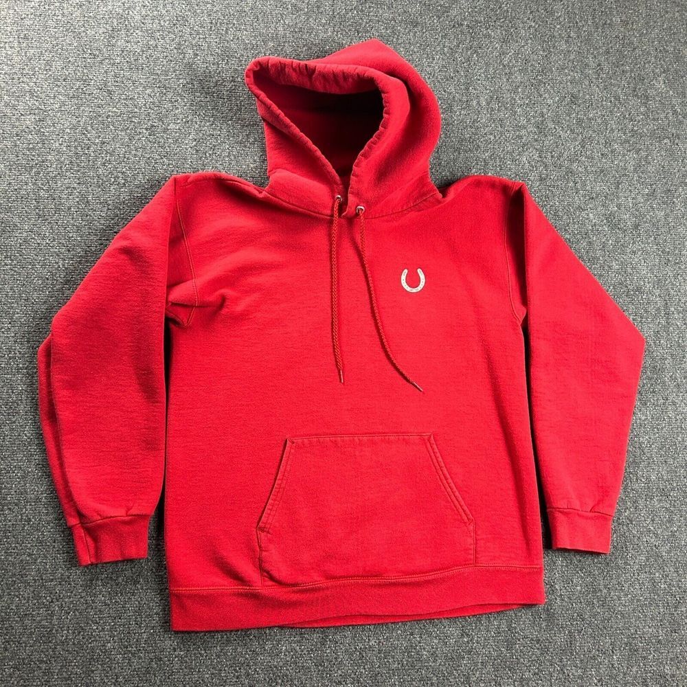 Vintage Hanes Hoodie Adults Small Red Pullover Los Alamitos Ultimate Cotton Mens